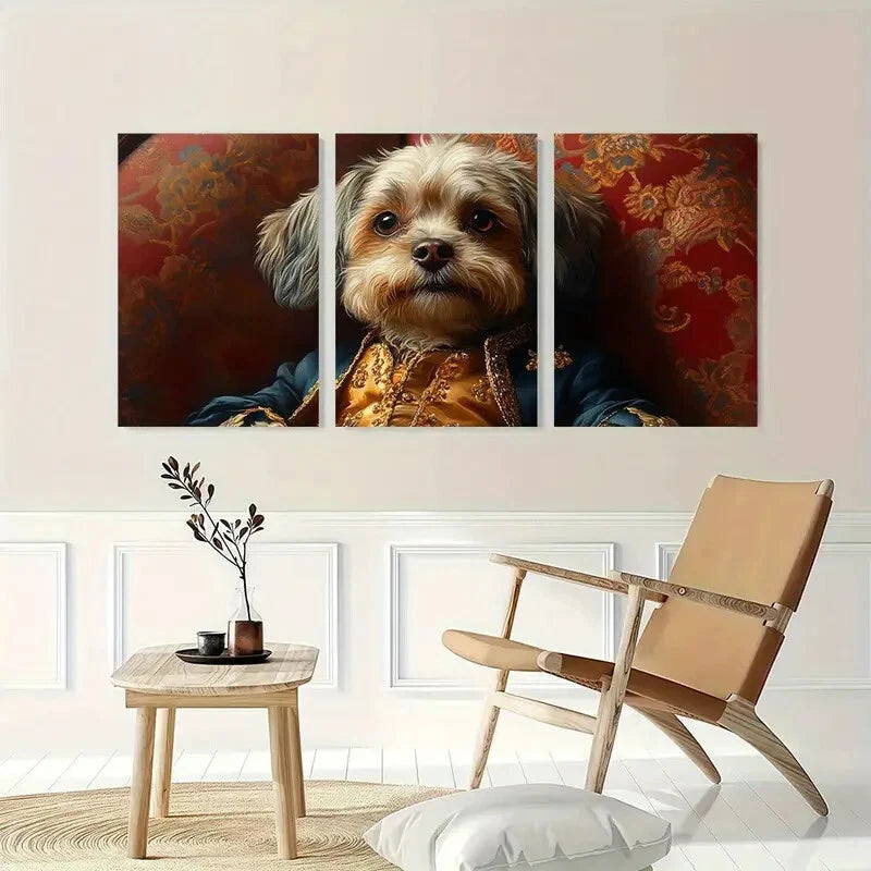 3pcs Lxurious Golden & Blue Renaissance Metal Print Ready to Hang Art