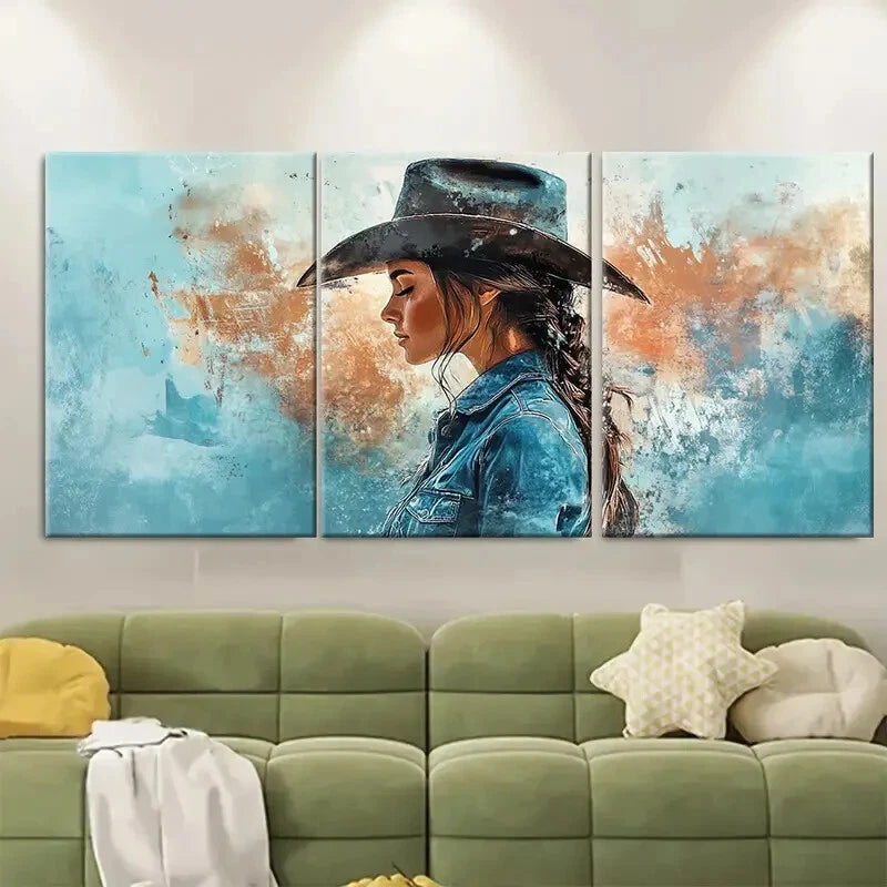 3pcs Coastal Cowgirl Posters Decor Wall Art Metal Print Ready to Hang Art