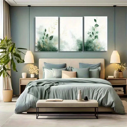 3pcs Plant Watercolor Simple Plant Green Leaf Metal Print Ready to Hang Art