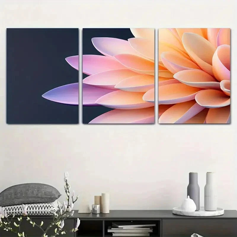 3pcs Vibrant Pink & Purple for Lotus Flower Metal Print Ready to Hang Art