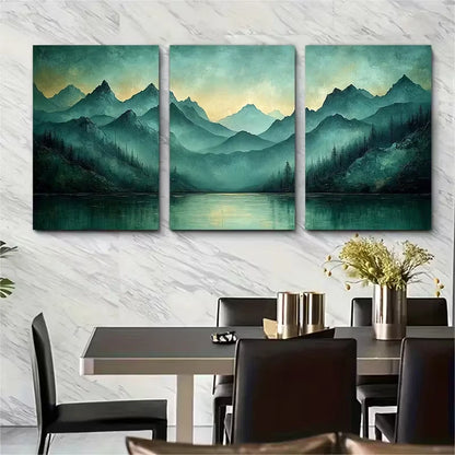 3pcs Abstract Mountain Oil Painting Metal Print Ready to Hang Art
