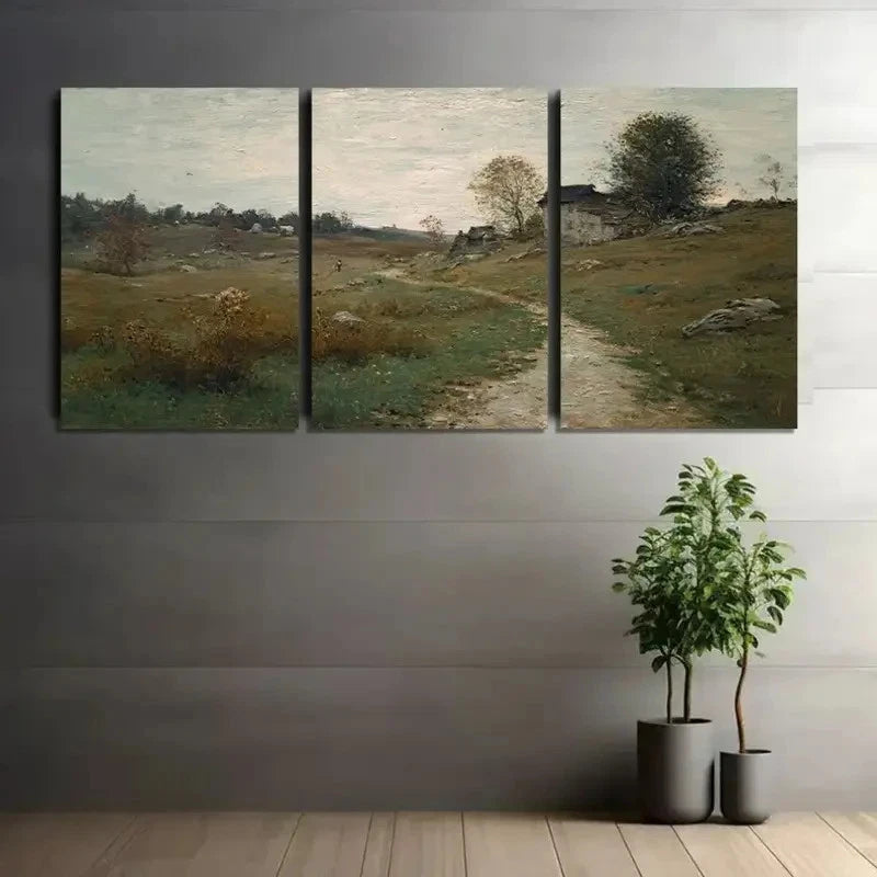 3pcs English Countryside in Traditional Style Metal Print Ready to Hang Art