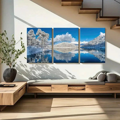 3pcs Winter Wonderland Serene Snowy Landscape Metal Print Ready to Hang Art