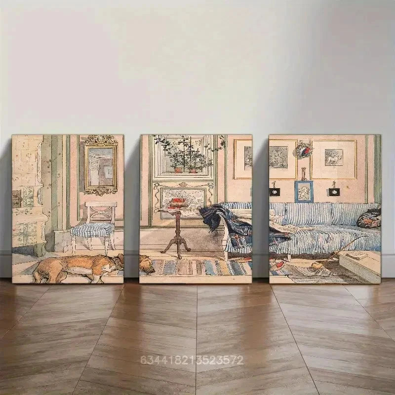 3pcs Bohemian Decor Prints Neutral Toned Metal Print Ready to Hang Art