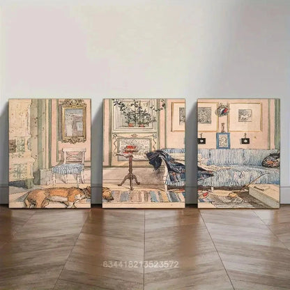 3pcs Bohemian Decor Prints Neutral Toned Metal Print Ready to Hang Art