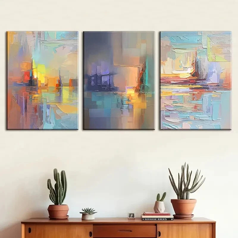 3pcs Modern Fashion Abstract Painting Printing Metal Print Ready to Hang Art
