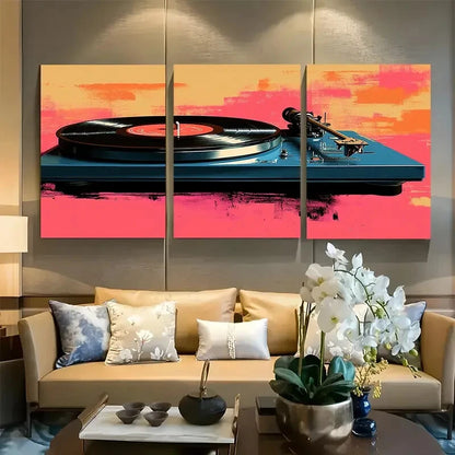 3pcs Retro Funky Music Record Player Metal Print Ready to Hang Art
