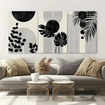 3pcs Black Boho Tropical Canvas Framed 40x60cm - High Quality Print 100% Australian Made Wall Canvas Ready to Hang