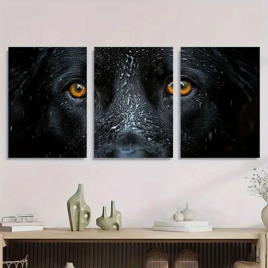 3pcs Black German Shepherd Realistic Dog Metal Print Ready to Hang Art