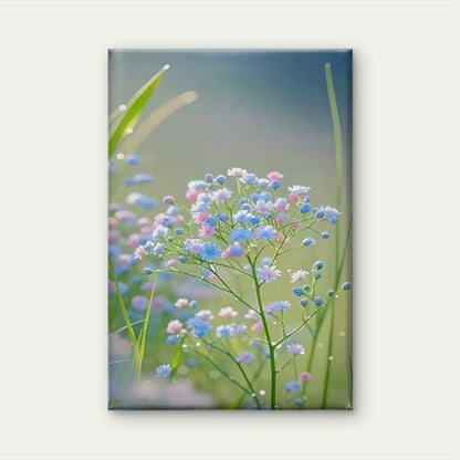 Dewy Wildflowers with Dewdrops 60x90cm Metal Print Ready to Hang