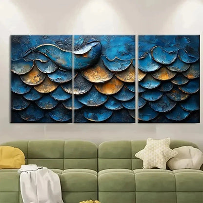 3pcs Marine Scale Art Print Blue Ocean UI Wall Art Set Canvas Framed 60x90cm - High Quality Print 100% Australian Made Wall Canvas Ready to Hang