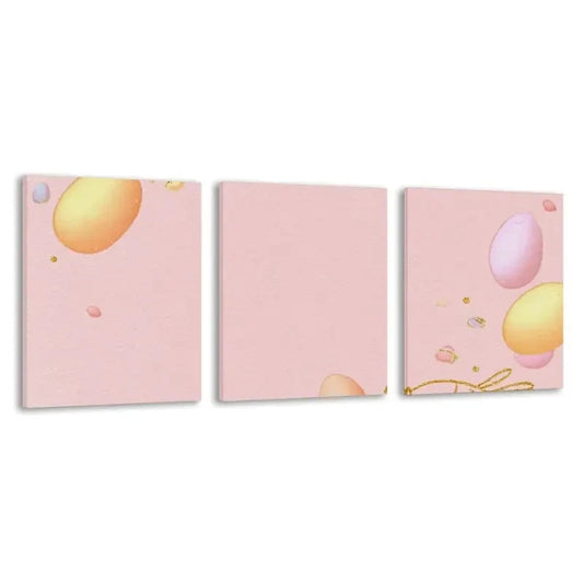 3pcs Soft Pink Background with Floating Easter Wall Art Set Canvas Framed 60x90cm - High Quality Print 100% Australian Made Wall Canvas Ready to Hang