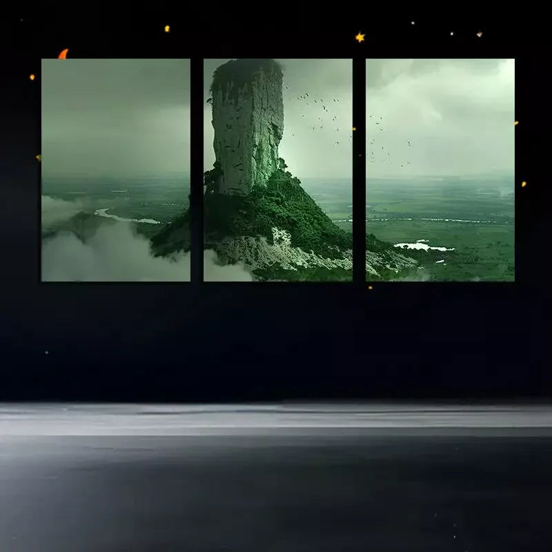 3pcs Mountain Peaks and Lake Surface Canvas Framed 40x60cm - High Quality Print 100% Australian Made Wall Canvas Ready to Hang