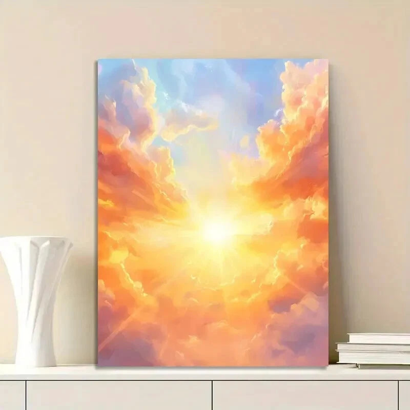 Beautiful Sky with Orange And Yellow Clouds 40x60cm Metal Print Ready to Hang