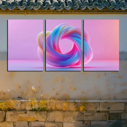 3pcs Vibrant Beautiful Pink Patterns Illustration Metal Print Ready to Hang Art