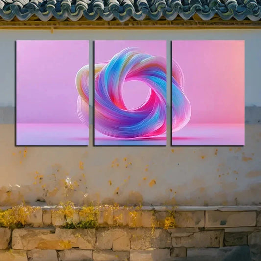 3pcs Vibrant Beautiful Pink Patterns Illustration Metal Print Ready to Hang Art