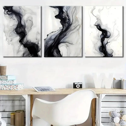 3pcs Black and White Abstract Lines Fashion Decor Metal Print Ready to Hang Art