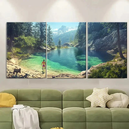 3pcs National ParkSwimming Adventure Travel Poster Metal Print Ready to Hang Art