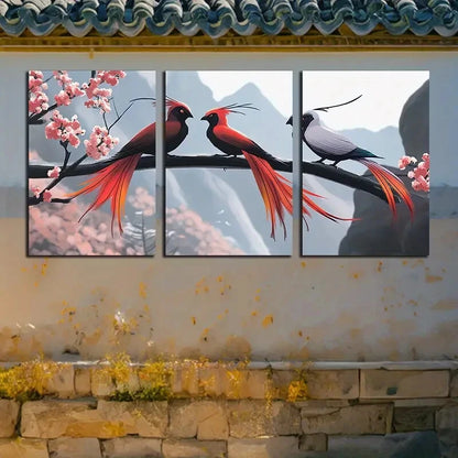 3pcs Bird flaps its wings and flies high Design Metal Print Ready to Hang Art