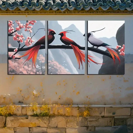 3pcs Bird flaps its wings and flies high Design Metal Print Ready to Hang Art