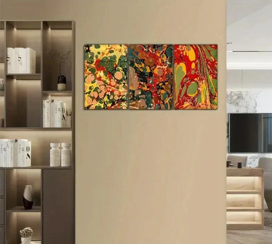 3pcs Minimalist Multicolor Vertical Metal Print Ready to Hang Art