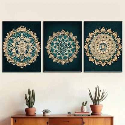 3pcs Elegant Floral and for Lotus Design Metal Print Ready to Hang Art