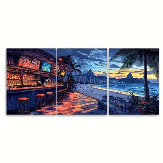 3pcs Copacabana Beach Rio de Janeiro Vibes Metal Print Ready to Hang Art