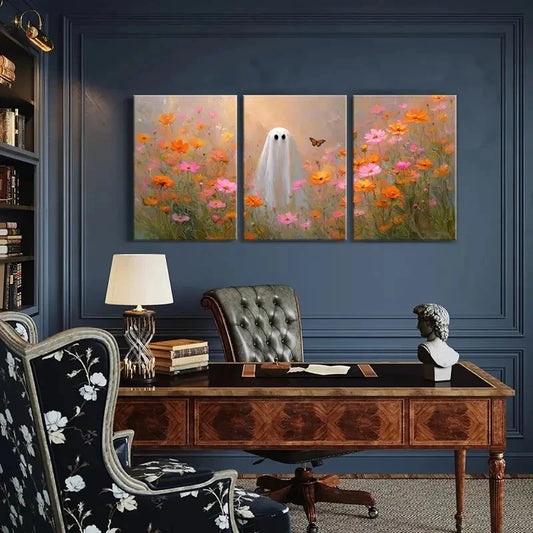 3pcs Blossom Field Whimsical Floral Art Metal Print Ready to Hang Art