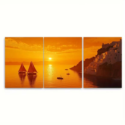 3pcs Romantic Turneresque Sunset Metal Print Ready to Hang Arta