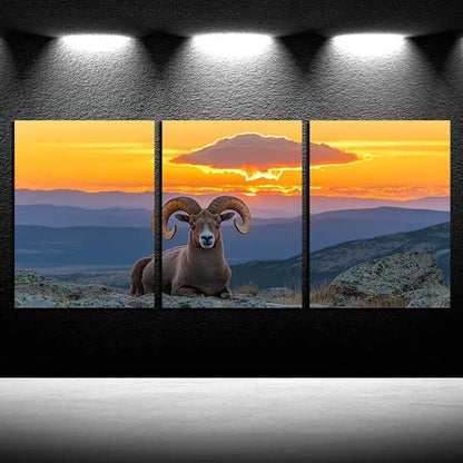 3pcs Vibrant Sheep on the Hillside Metal Print Ready to Hang Art