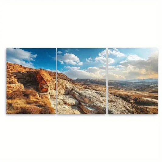 3pcs Petra The Treasury Monastery Travel Metal Print Ready to Hang Art