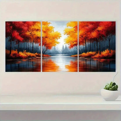 3pcs Vibrant Forest and River Wall Art Set Canvas Framed 40x60cm - High Quality Print 100% Australian Made Wall Canvas Ready to Hang
