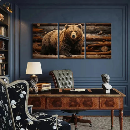 3pcs Bear Woodland Abstract Animal Nature Art Metal Print Ready to Hang Art