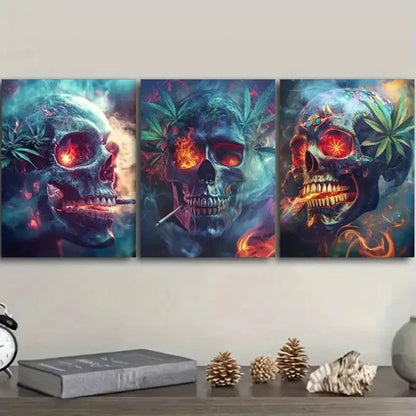 3pcs Modern Contemporary Skull Wall Art Canvas Unframed - High Quality Print 100% Australian Made Wall Canvas