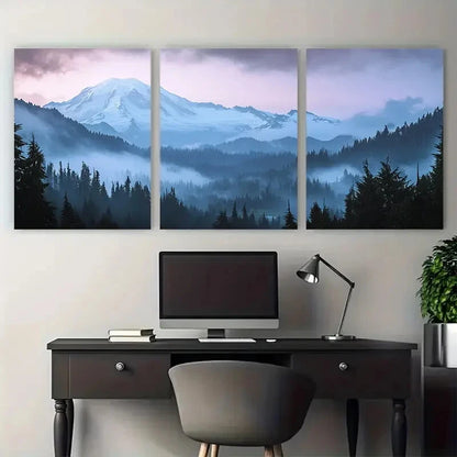 3pcs Mount Rainier Nisqually Glacier Travel Metal Print Ready to Hang Art