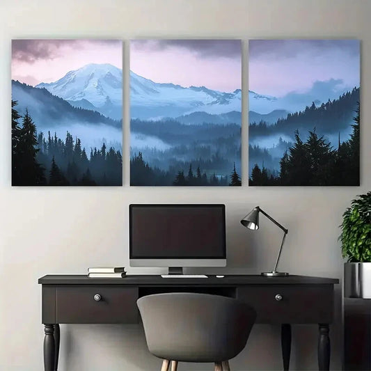 3pcs Mount Rainier Nisqually Glacier Travel Metal Print Ready to Hang Art