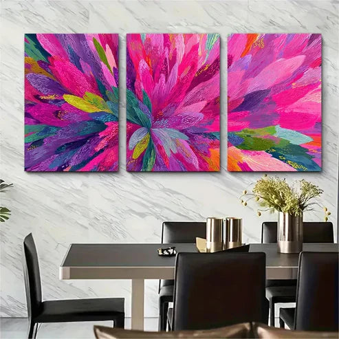 3pcs Abstract Colorful Pink Painting Wall Art Canvas Unframed - High Quality Print 100% Australian Made Wall Canvas