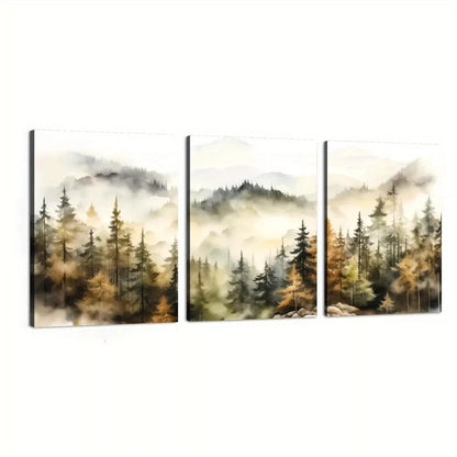 3pcs Forest Scenery Autumn Forest Modern Wall Art Set Canvas Unframed - High Quality Print 100% Australian Made Wall Canvas