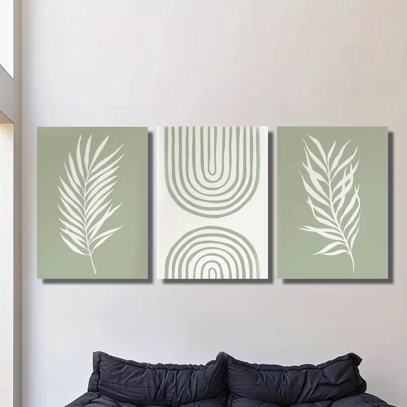 3pcs Teal and White Tropical Plant Metal Print Ready to Hang Art