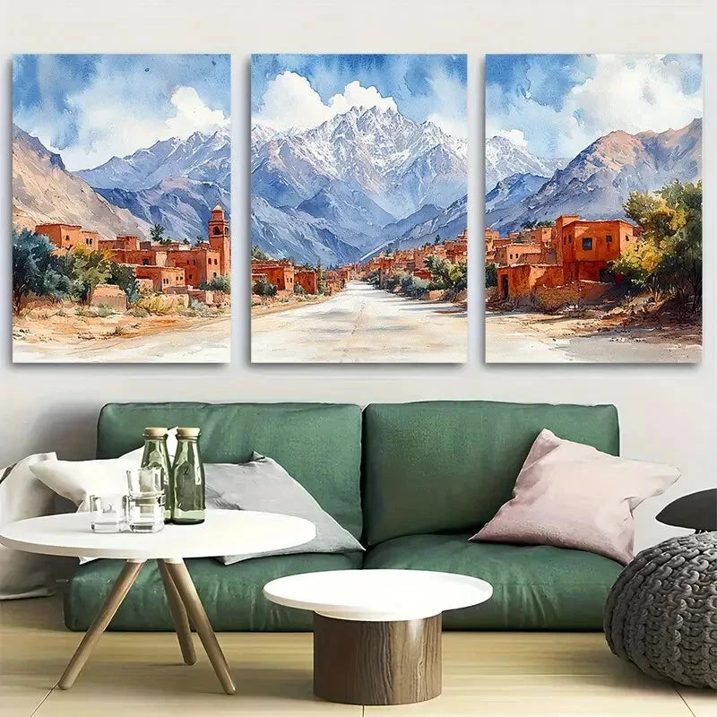 3pcs Mount Toubkal Morocco Travel Metal Print Ready to Hang Art