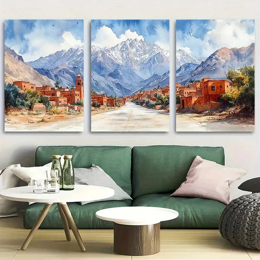 3pcs Mount Toubkal Morocco Travel Metal Print Ready to Hang Art