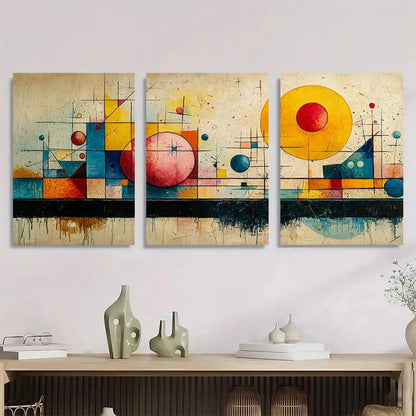 3pcs Abstract Vibrant Colors Elegant Metal Print Ready to Hang Art