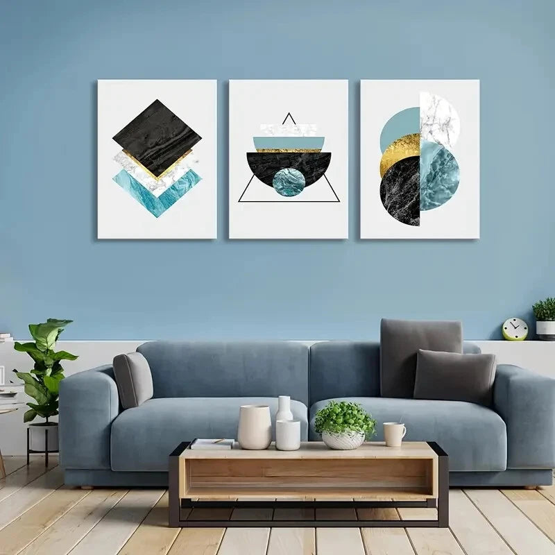 3pcs Versatile Marble Patterns Metal Print Ready to Hang Art