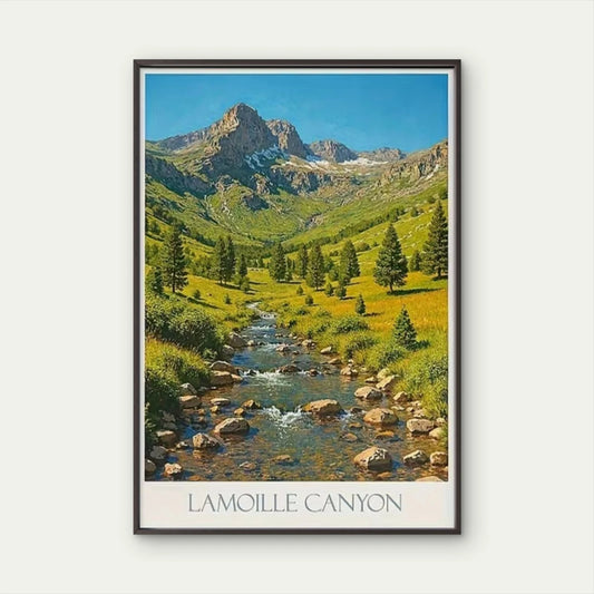 Lamoille Canyon Vibrant US Mountain Landscape Travel Poster Print Wall Art
