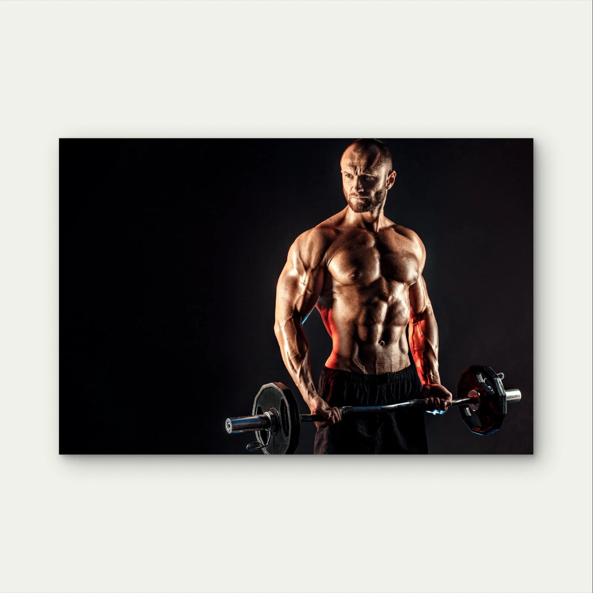 Muscular Athlete Lifting Barbell Weight 5mm Plastic Poster Ready to Hang 90x60cm