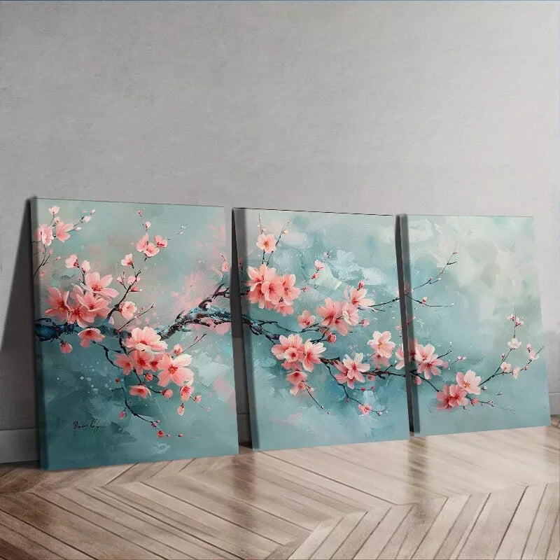 3pcs Cherry Tree Flowers Nature Wall Art Set Canvas Framed 50x70cm -  High Quality Print 100% Australian Made Wall Canvas Ready to Hang - Bella Home Decor