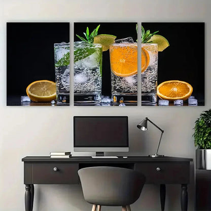3pcs Gin and Tonic Classic Cocktail Photography Metal Print Ready to Hang Art
