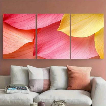 3pcs Contrast Pink And Yellow Petals Close Up Wall Art Canvas Unframed – High Quality Print 100% Australian Made Wall Canvas