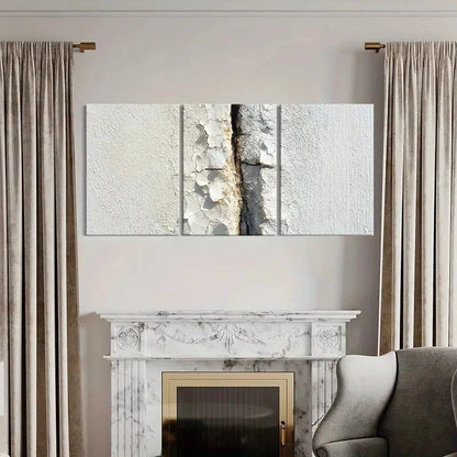 3pcs Abstract Wall Texture Cracked Surface Metal Print Ready to Hang Art