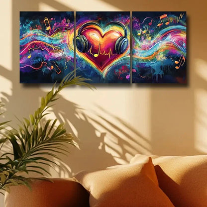 3pcs Mind Listening to Music Design Metal Print Ready to Hang Art
